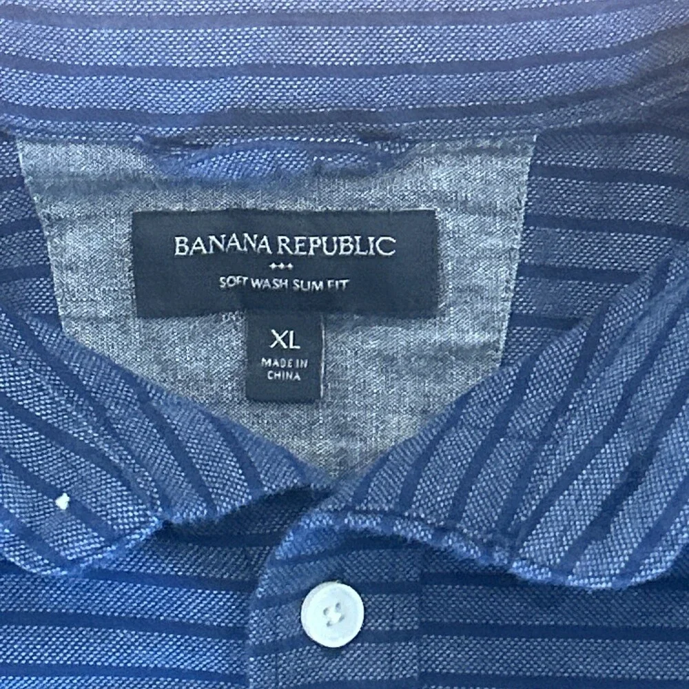 Banana Republic Flannel Button Down Shirt Men XL Slim Fit Blue Gorpcore Soft